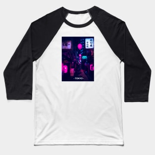 Tokyo Street Neon Synthwave Baseball T-Shirt